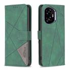 For Honor 300 Magnetic Buckle Rhombus Texture Leather Phone Case(Green) - 1