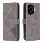 For Honor 300 Magnetic Buckle Rhombus Texture Leather Phone Case(Grey) - 1