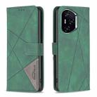 For Honor 300 Pro / 300 Ultra Magnetic Buckle Rhombus Texture Leather Phone Case(Green) - 1