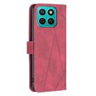 For Honor X8c 4G Magnetic Buckle Rhombus Texture Leather Phone Case(Red) - 3
