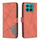 For Honor X8c 4G Magnetic Buckle Rhombus Texture Leather Phone Case(Brown) - 1