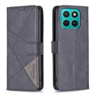 For Honor X8c 4G Magnetic Buckle Rhombus Texture Leather Phone Case(Black) - 1