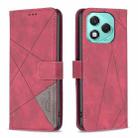 For Honor 400 Lite Magnetic Buckle Rhombus Texture Leather Phone Case(Red) - 1