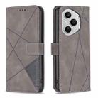 For Honor 400 Pro Global 160.8mm Magnetic Buckle Rhombus Texture Leather Phone Case(Grey) - 1