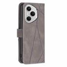 For Honor 400 Pro Global 160.8mm Magnetic Buckle Rhombus Texture Leather Phone Case(Grey) - 3