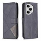 For Honor 400 Pro Global 160.8mm Magnetic Buckle Rhombus Texture Leather Phone Case(Black) - 1