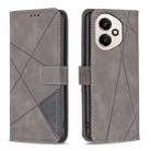 For Honor 400 Global 156.5mm Magnetic Buckle Rhombus Texture Leather Phone Case(Grey) - 1