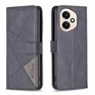 For Honor 400 Global 156.5mm Magnetic Buckle Rhombus Texture Leather Phone Case(Black) - 1