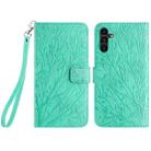 For Samsung Galaxy S23 FE Tree Birds Embossed Pattern Leather Phone Case(Green) - 1