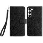 For Samsung Galaxy S23 Tree Birds Embossed Pattern Leather Phone Case(Black) - 1