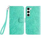 For Samsung Galaxy S23 Tree Birds Embossed Pattern Leather Phone Case(Green) - 1