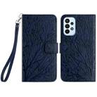 For Samsung Galaxy A23 Tree Birds Embossed Pattern Leather Phone Case(Blue) - 1