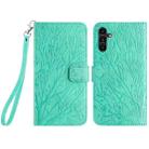 For Samsung Galaxy A24 4G / A25 Tree Birds Embossed Pattern Leather Phone Case(Green) - 1