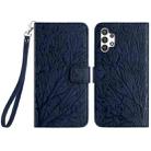 For Samsung Galaxy A32 4G Tree Birds Embossed Pattern Leather Phone Case(Blue) - 1