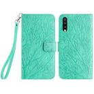 For Samsung Galaxy A70 Tree Birds Embossed Pattern Leather Phone Case(Green) - 1