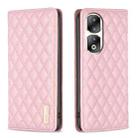 For Honor 90 Pro Diamond Lattice Magnetic Leather Flip Phone Case(Pink) - 1