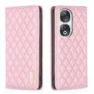 For Honor 90 5G Diamond Lattice Magnetic Leather Flip Phone Case(Pink) - 1