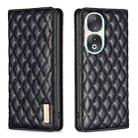 For Honor 90 5G Diamond Lattice Magnetic Leather Flip Phone Case(Black) - 1