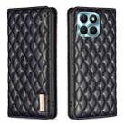 For Honor X6a Diamond Lattice Magnetic Leather Flip Phone Case(Black) - 1