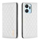 For Honor X7a Diamond Lattice Magnetic Leather Flip Phone Case(White) - 1