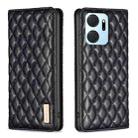 For Honor X7a Diamond Lattice Magnetic Leather Flip Phone Case(Black) - 1