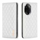 For Honor 100 Pro Diamond Lattice Magnetic Leather Flip Phone Case(White) - 1