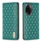 For Honor 100 Pro Diamond Lattice Magnetic Leather Flip Phone Case(Green) - 1