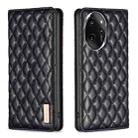 For Honor 100 Pro Diamond Lattice Magnetic Leather Flip Phone Case(Black) - 1