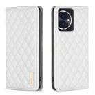 For Honor 100 Diamond Lattice Magnetic Leather Flip Phone Case(White) - 1