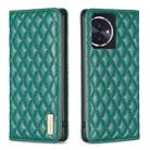 For Honor 100 Diamond Lattice Magnetic Leather Flip Phone Case(Green) - 1