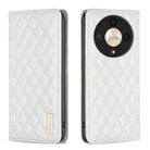 For Honor X9b/Magic6 Lite 5G Diamond Lattice Magnetic Leather Flip Phone Case(White) - 1