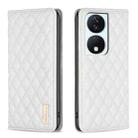 For Honor X7b Diamond Lattice Magnetic Leather Flip Phone Case(White) - 1