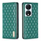 For Honor X7b Diamond Lattice Magnetic Leather Flip Phone Case(Green) - 1