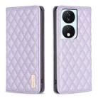 For Honor X7b Diamond Lattice Magnetic Leather Flip Phone Case(Purple) - 1