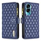 For Honor 90 Lite/X50i Diamond Lattice Zipper Wallet Leather Flip Phone Case(Blue) - 1