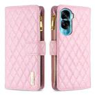 For Honor 90 Lite/X50i Diamond Lattice Zipper Wallet Leather Flip Phone Case(Pink) - 1