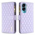 For Honor 90 Lite/X50i Diamond Lattice Zipper Wallet Leather Flip Phone Case(Purple) - 1