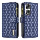 For Honor 90 Pro Diamond Lattice Zipper Wallet Leather Flip Phone Case(Blue) - 1