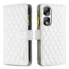 For Honor 90 Pro Diamond Lattice Zipper Wallet Leather Flip Phone Case(White) - 1