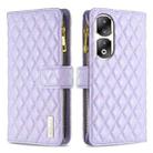 For Honor 90 Pro Diamond Lattice Zipper Wallet Leather Flip Phone Case(Purple) - 1