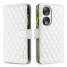 For Honor 90 5G Diamond Lattice Zipper Wallet Leather Flip Phone Case(White) - 1