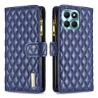 For Honor X6a Diamond Lattice Zipper Wallet Leather Flip Phone Case(Blue) - 1