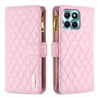 For Honor X6a Diamond Lattice Zipper Wallet Leather Flip Phone Case(Pink) - 1