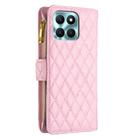 For Honor X6a Diamond Lattice Zipper Wallet Leather Flip Phone Case(Pink) - 3