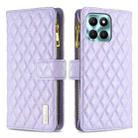 For Honor X6a Diamond Lattice Zipper Wallet Leather Flip Phone Case(Purple) - 1