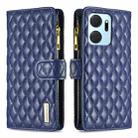 For Honor X7a Diamond Lattice Zipper Wallet Leather Flip Phone Case(Blue) - 1