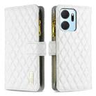 For Honor X7a Diamond Lattice Zipper Wallet Leather Flip Phone Case(White) - 1