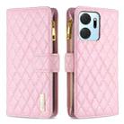 For Honor X7a Diamond Lattice Zipper Wallet Leather Flip Phone Case(Pink) - 1