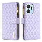 For Honor X7a Diamond Lattice Zipper Wallet Leather Flip Phone Case(Purple) - 1