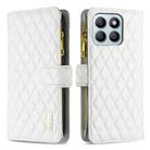 For Honor X8b Diamond Lattice Zipper Wallet Leather Flip Phone Case(White) - 1